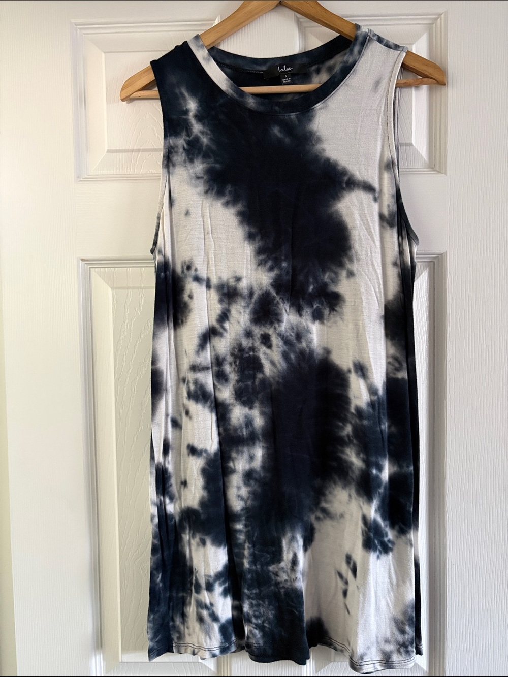 Lulus Navy Blue & White Tie-Dye Tee Dress